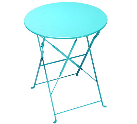 Table de Jardin Pliante Ronde D60cm Bleu Turquoise Brillant - Table Bistrot