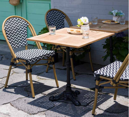 Table Bistrot Carrée 70x70cm Plateau Teck