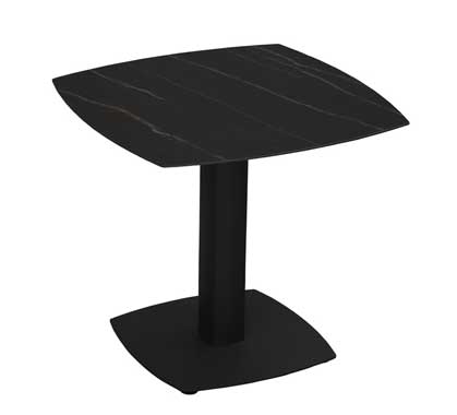 Table Bistrot Carrée 74x74cm Plateau HPL Motif Marbre Noir