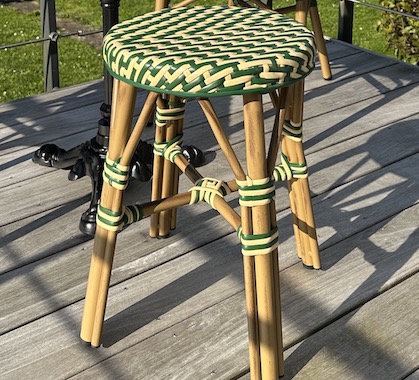 Tabouret Bistrot Extérieur Aluminium Beige et Vert H46 cm
