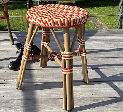 Tabouret Bistrot Extérieur Aluminium Rouge et Beige H46 cm