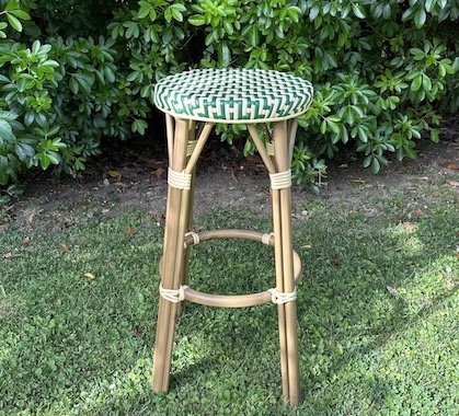 Tabouret de Bar Extérieur Aluminium Vert et Beige H74 cm