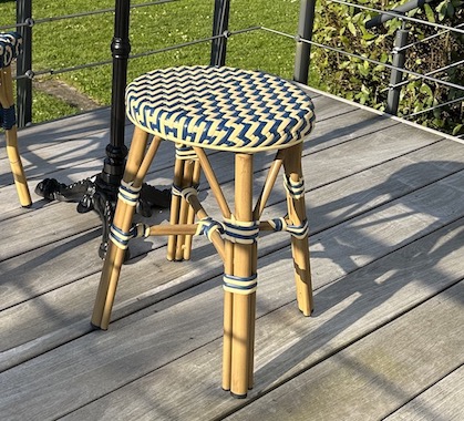 Tabouret Bistrot Extérieur Aluminium Bleu et Beige H46 cm