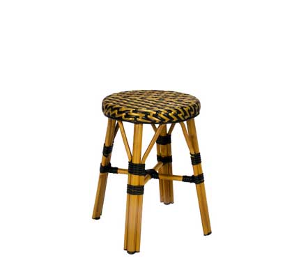 Tabouret Bistrot Extérieur Aluminium Noir et Doré H46 cm