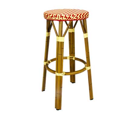 Tabouret de Bar Extérieur Polyrotin Rouge et Beige H74 cm