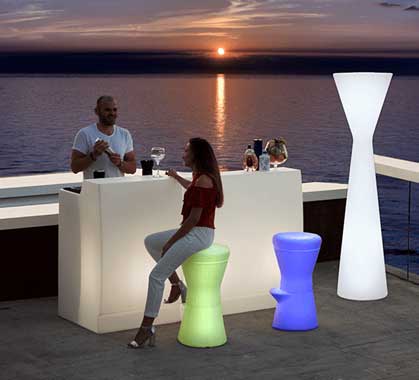 Tabouret Haut Rond Lumineux Corfu 70